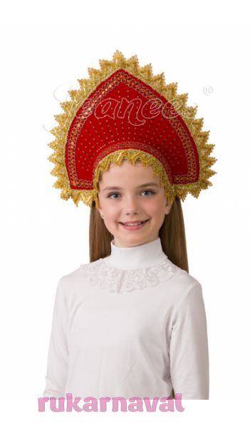 Красный детский кокошник